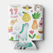 かわいい水の色のドードル、ステッカー準備ができて。 缶クーラー (裏面)