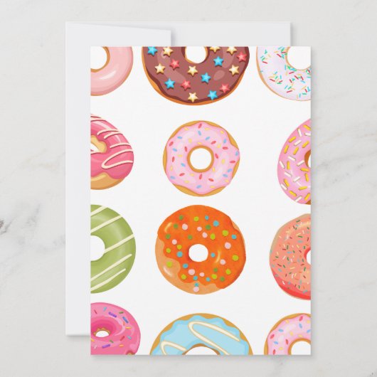 かわいい水の色のドーナツベビー散水ベビーシャワー 招待状 (裏面)