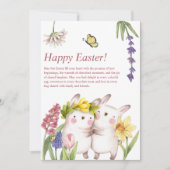 かわいい水の色のバンニー春の花イースター シーズンカード (正面)