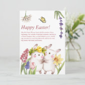 かわいい水の色のバンニー春の花イースター シーズンカード (スタンド正面)
