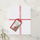 かわいい水の色のバードハウスクリスマスホリデー ギフトタグ (より糸付き)