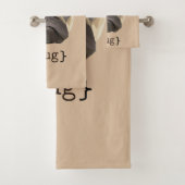 かわいい水の色のパグ顔定義 バスタオルセット (インサイチュ)