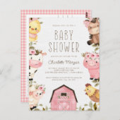かわいい水の色のファーム動物納屋周囲の庭赤ちゃんシャワー ポストカード (正面/裏面)