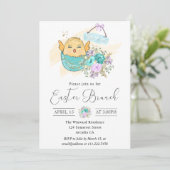 かわいい水の色のフローラは卵のイースターブランチでシック 招待状 (スタンド正面)
