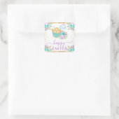 かわいい水の色のフローラヒックと卵のイースター スクエアシール (バッグ)