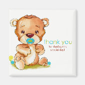 かわいい水の色のベビーベアーボーイありがとう マグネット (正面)