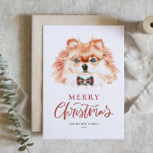 かわいい水の色のポメラニア犬ドッグメリークリスマス シーズンカード