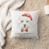 かわいい水の色のマルチーズサンタメリークリスマス クッション (ブランケット)