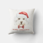 かわいい水の色のマルチーズサンタメリークリスマス クッション (裏面)