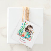 かわいい水の色のマーメイドザシーサイド誕生日 フェイバータグ (インサイチュ)