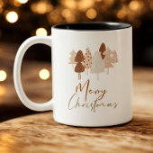 かわいい水の色のモダンスクリプトBohoクリスマスツリー ツートーンマグカップ