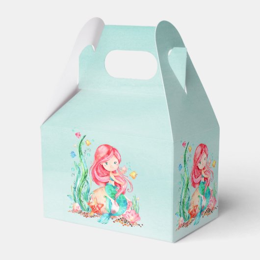 かわいい水の色の人魚の海の下の誕生日Fav フェイバーボックス (裏面サイド)