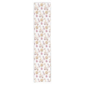 かわいい水の色の冬のグロー雪だるまクッキー ショートテーブルランナー (正面)