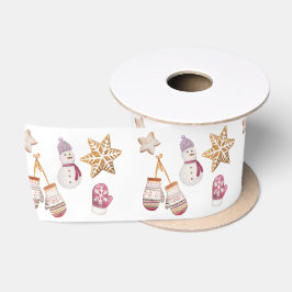 かわいい水の色の冬のグロー雪だるまCookie サテンリボン
