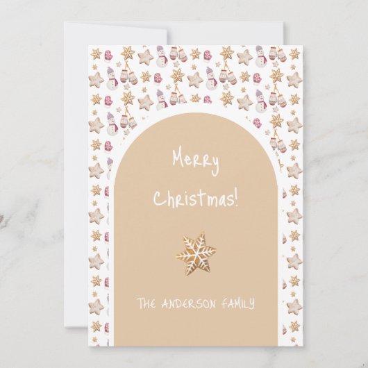 かわいい水の色の冬のグロー雪だるまCookie シーズンカード (正面)