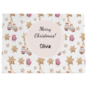 かわいい水の色の冬のグロー雪だるまCookie ラージペーパーバッグ (裏面)