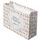 かわいい水の色の冬のグロー雪だるまCookie ラージペーパーバッグ (正面アングル)