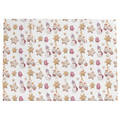 かわいい水の色の冬のグロー雪だるまCookie ラージペーパーバッグ (裏面)