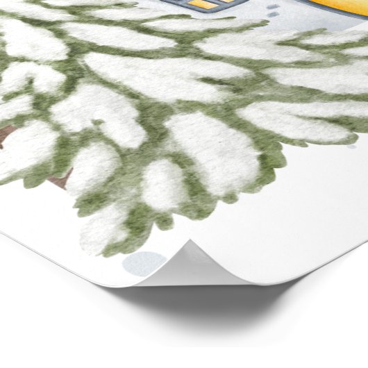 かわいい水の色の冬のホリデークリスマスマーケット ポスター (角)