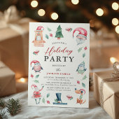 かわいい水の色の冬クリスマスホリデーパーティー 招待状