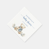 かわいい水の色の冬テディベア赤ちゃんシャワー スタンダードカクテルナプキン (角)