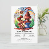 かわいい水の色の噴水チョコレート誕生日 招待状 (スタンド正面)