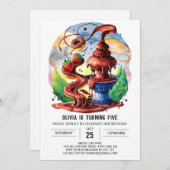 かわいい水の色の噴水チョコレート誕生日 招待状 (正面/裏面)