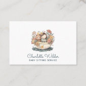 かわいい水の色の子どもベビーシッターの名刺 名刺 (正面)