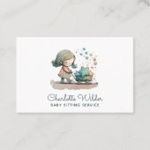 かわいい水の色の子どもベビーシッターの名刺 名刺 (正面)