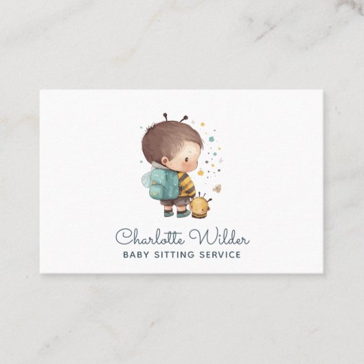 かわいい水の色の子どもベビーシッターの名刺 名刺 (正面)