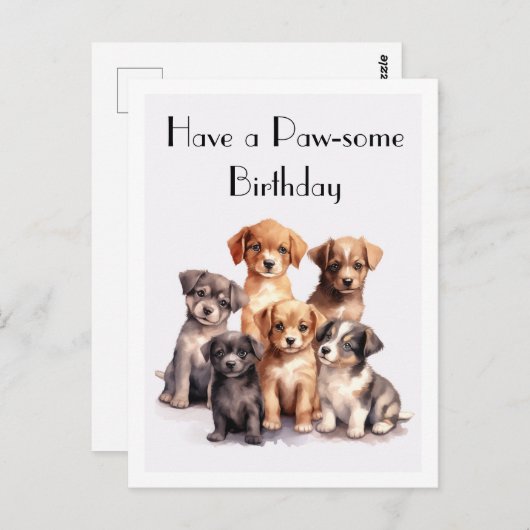 かわいい水の色の子犬のハッピーバースデーポー – some ポストカード (正面/裏面)