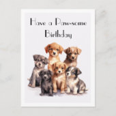 かわいい水の色の子犬のハッピーバースデーポー – some ポストカード (正面)