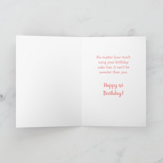 かわいい水の色の子犬の名前をカスタムする1st誕生日カ カード (内部)