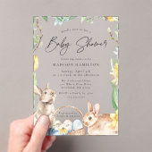 かわいい水の色の春バンニーベビーシャワー アクリル招待状 (インサイチュ (ポータブル))