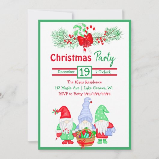 かわいい水の色の格言フェスティバルクリスマスパーティー 招待状 (正面)