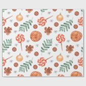 かわいい水の色の棒つきキャンデージンルベルクリスマス ラッピングペーパー (フラット)