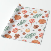 かわいい水の色の棒つきキャンデージンルベルクリスマス ラッピングペーパー (アンロールド)