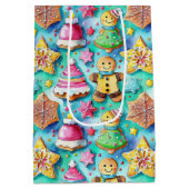 かわいい水の色の漫画ジンジャーブレッドCookie ミディアムペーパーバッグ (裏面)