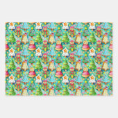 かわいい水の色の漫画ジンジャーブレッドCookie ラッピングペーパーシート (正面3)