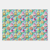 かわいい水の色の漫画ジンジャーブレッドCookie ラッピングペーパーシート (正面)