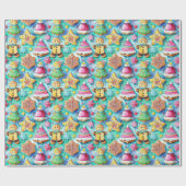 かわいい水の色の漫画ジンジャーブレッドCookie ラッピングペーパー (フラット)