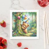 かわいい水の色の漫画ベビーベアーカブ誕生日 スタンダードランチョンナプキン (インサイチュ)