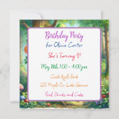 かわいい水の色の漫画ベビーベアーカブ誕生日 招待状 (裏面)