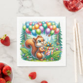 かわいい水の色の漫画リス誕生日 スタンダードランチョンナプキン (インサイチュ)
