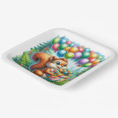 かわいい水の色の漫画リス誕生日 ペーパープレート (傾斜あり)