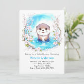 かわいい水の色の男の子ベビーシャワー 招待状 (スタンド正面)