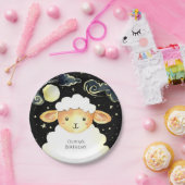 かわいい水の色の羊誕生日 ペーパープレート (パーティー)