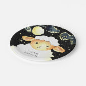 かわいい水の色の羊誕生日 ペーパープレート (アングル)