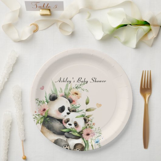 かわいい水の色の花&ベアーベビーシャワー ペーパープレート (ウェディング)