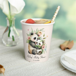 かわいい水の色の花&ベアーベビーシャワー 紙コップ